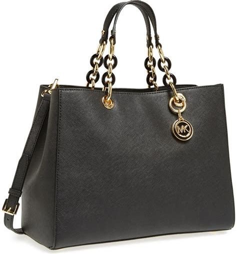 michael michael kors cynthia saffiano leather satchel|michael kors saffiano bag black.